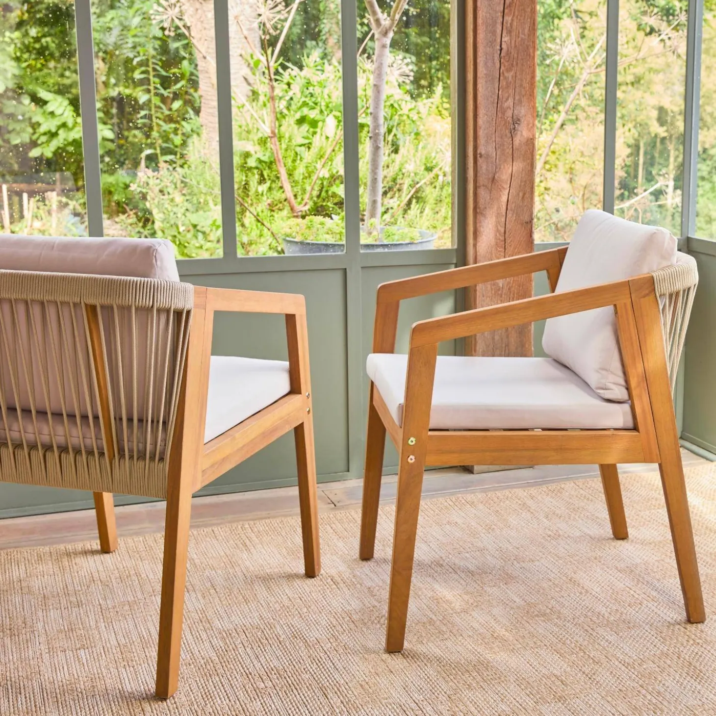 Acaciahouten tuinstoelen met touwen (Set van 2)