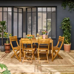 Acacia tuintafel met afgeronde hoeken, 6 plaatsen