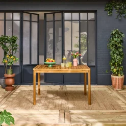 Acacia tuintafel met afgeronde hoeken, 6 plaatsen