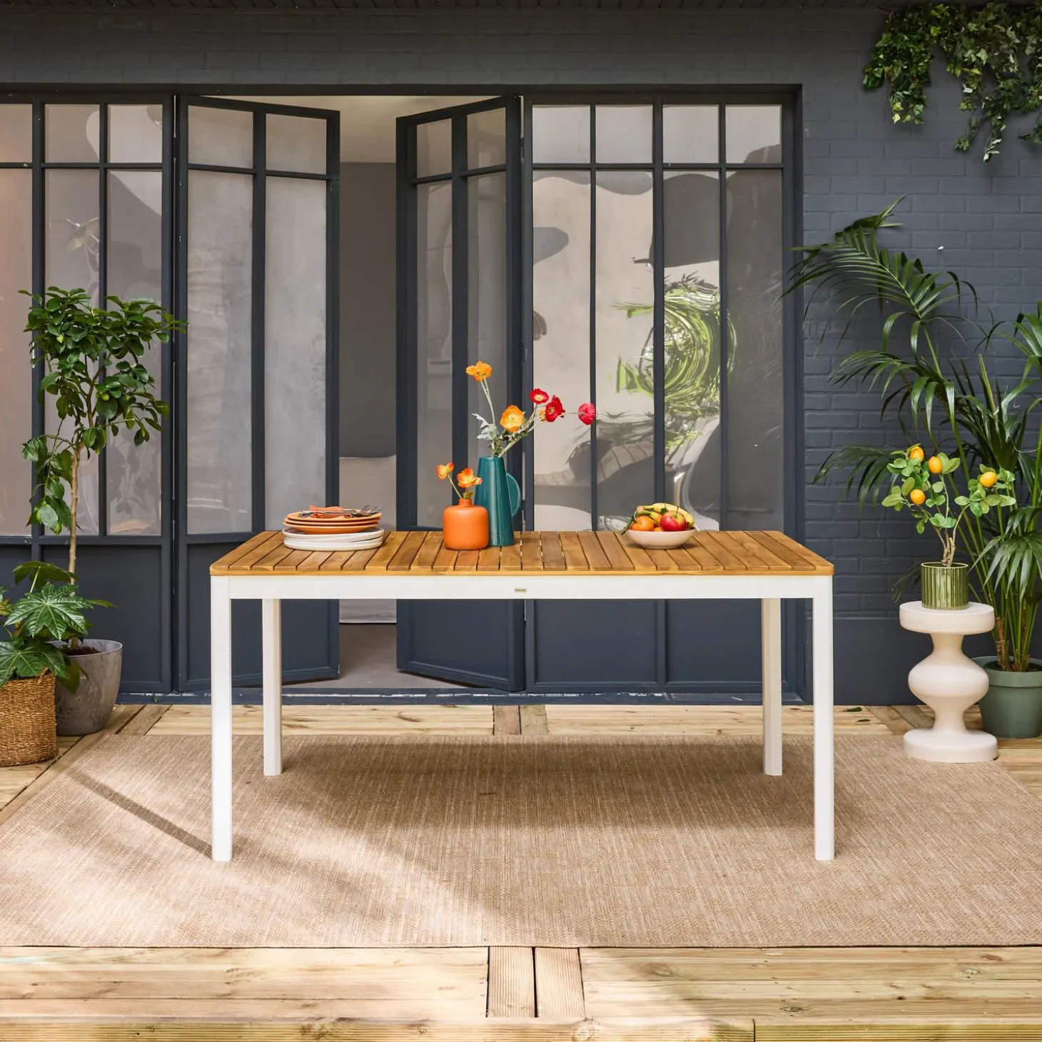 Acacia tuintafel met afgeronde hoeken, 8 personen