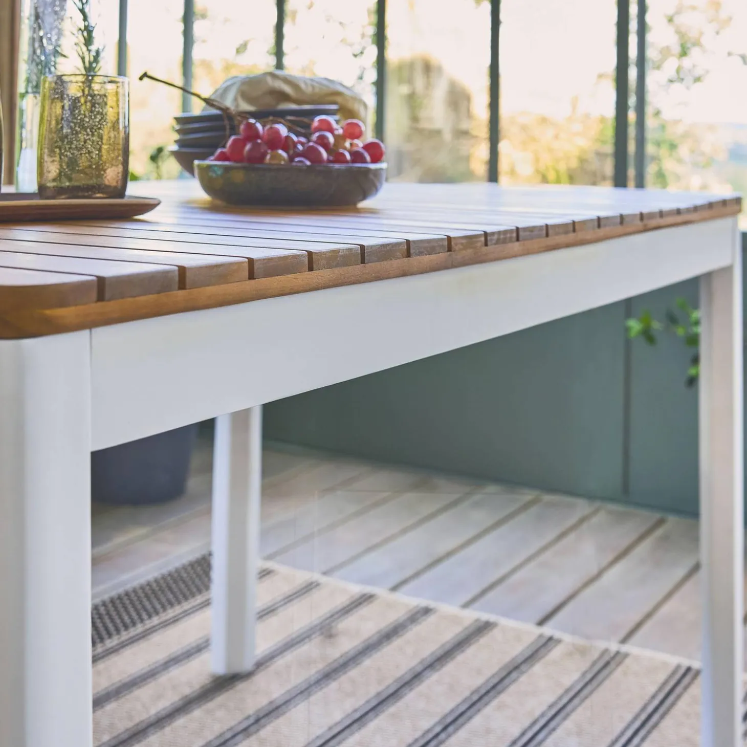 Acacia tuintafel met afgeronde hoeken, 6 plaatsen