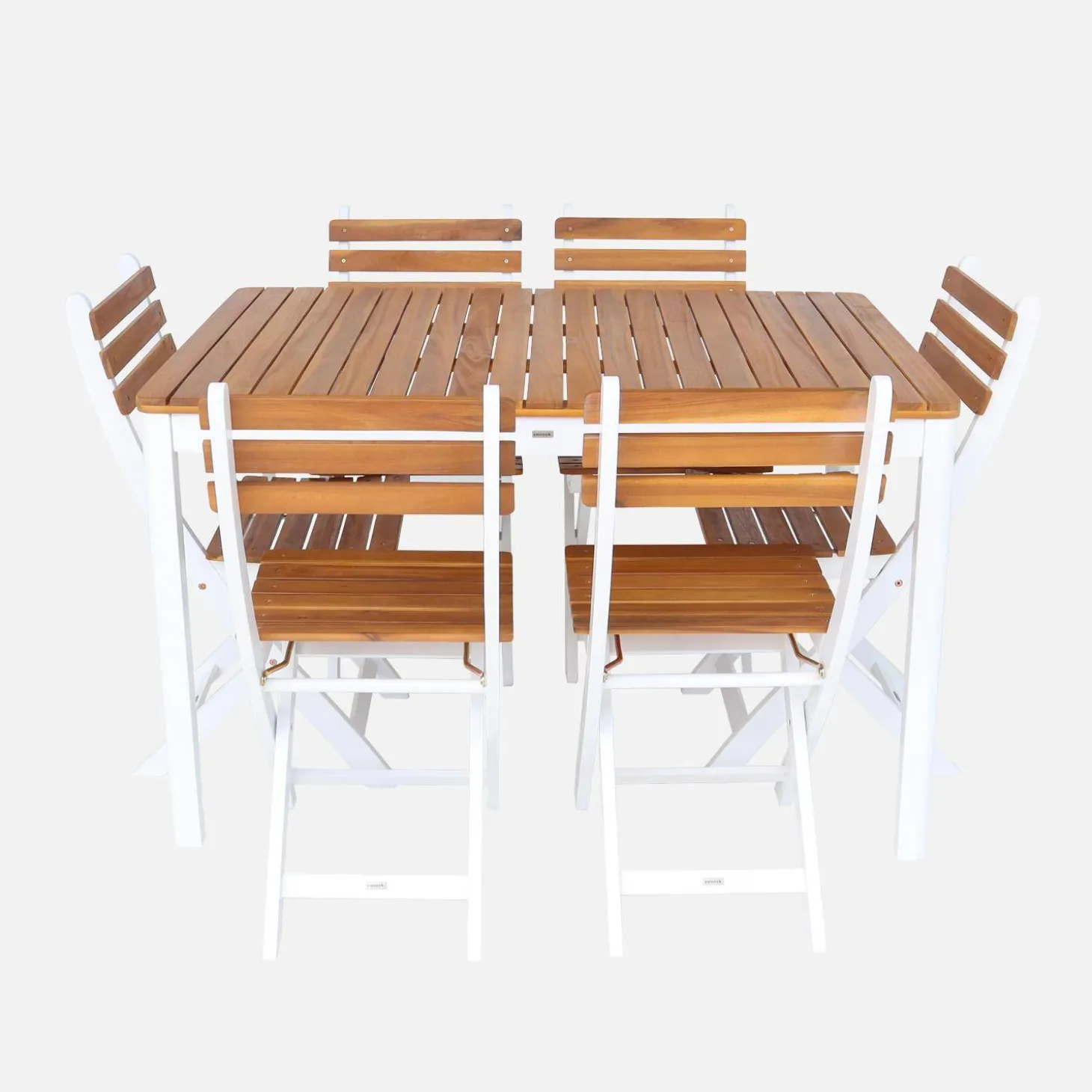 Acacia tuintafel met ronde hoeken, 6 stoelen