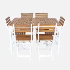 Acacia tuintafel met ronde hoeken, 8 stoelen