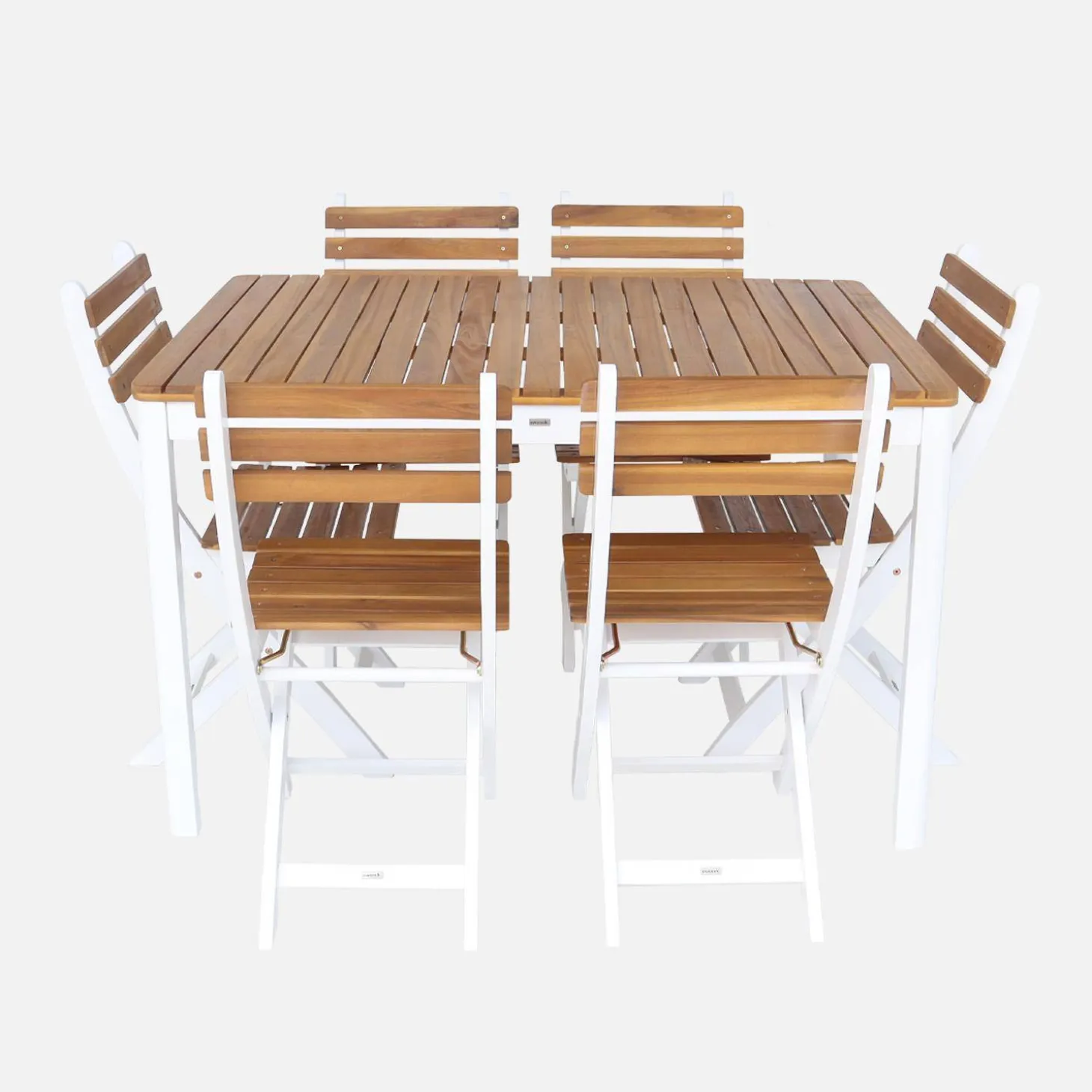 Acacia tuintafel met ronde hoeken, 8 stoelen