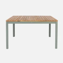Acacia tuintafel met ronde hoeken, 6 stoelen