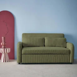 Afrondbare slaapbank 2 plaatsen ribfluweel