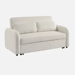 Afrondbare slaapbank 2 plaatsen ribfluweel