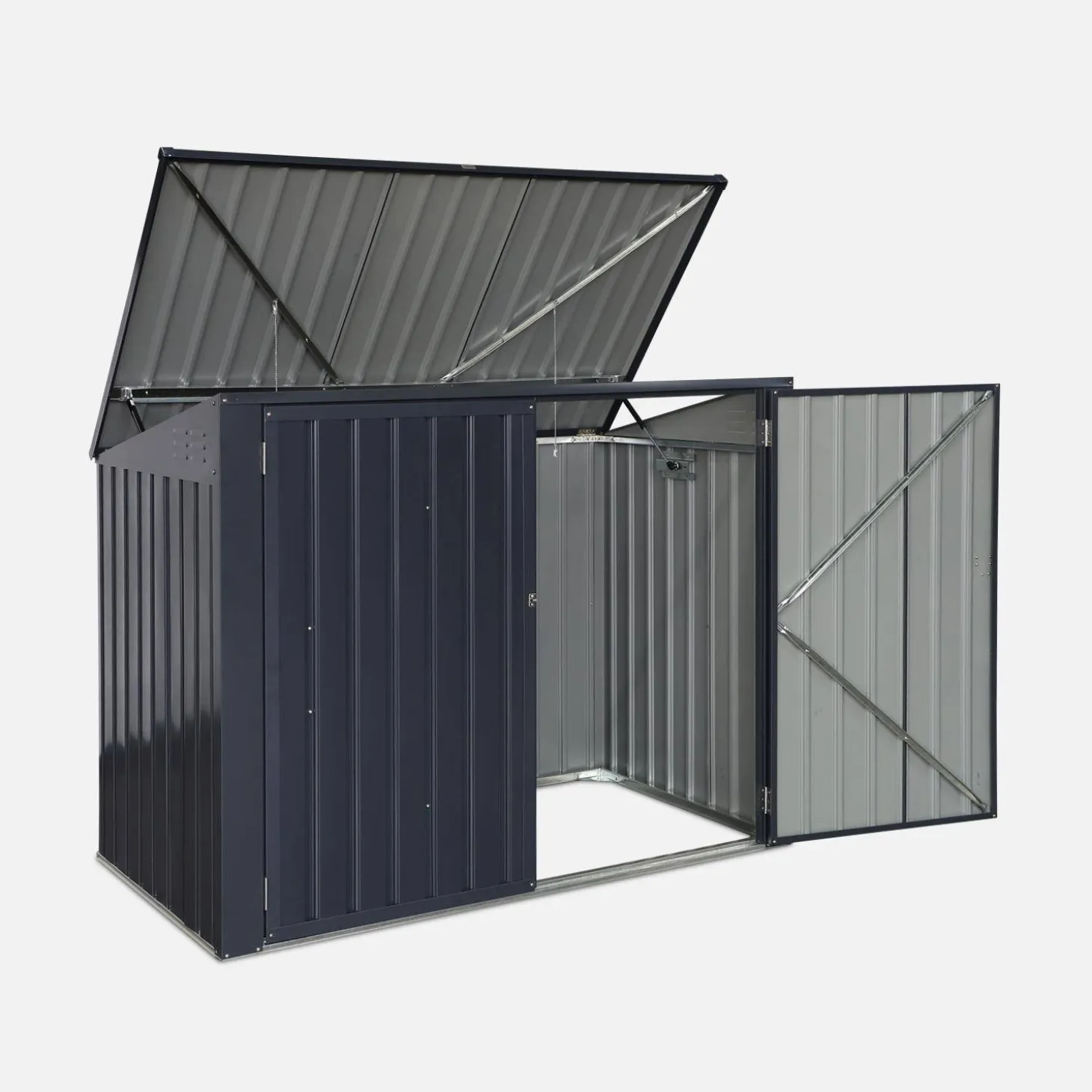 Afvalhok gegalvaniseerd staal, L173xB101xH 131-190 cm (1,75m2)