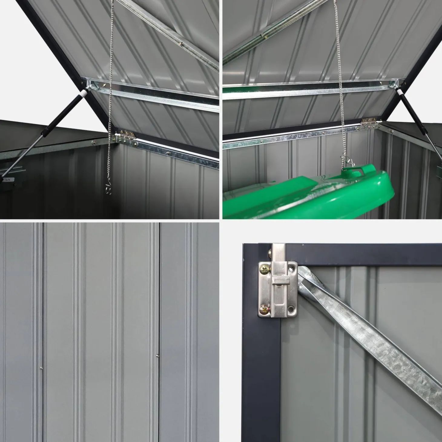 Afvalhok gegalvaniseerd staal, L173xB101xH 131-190 cm (1,75m2)