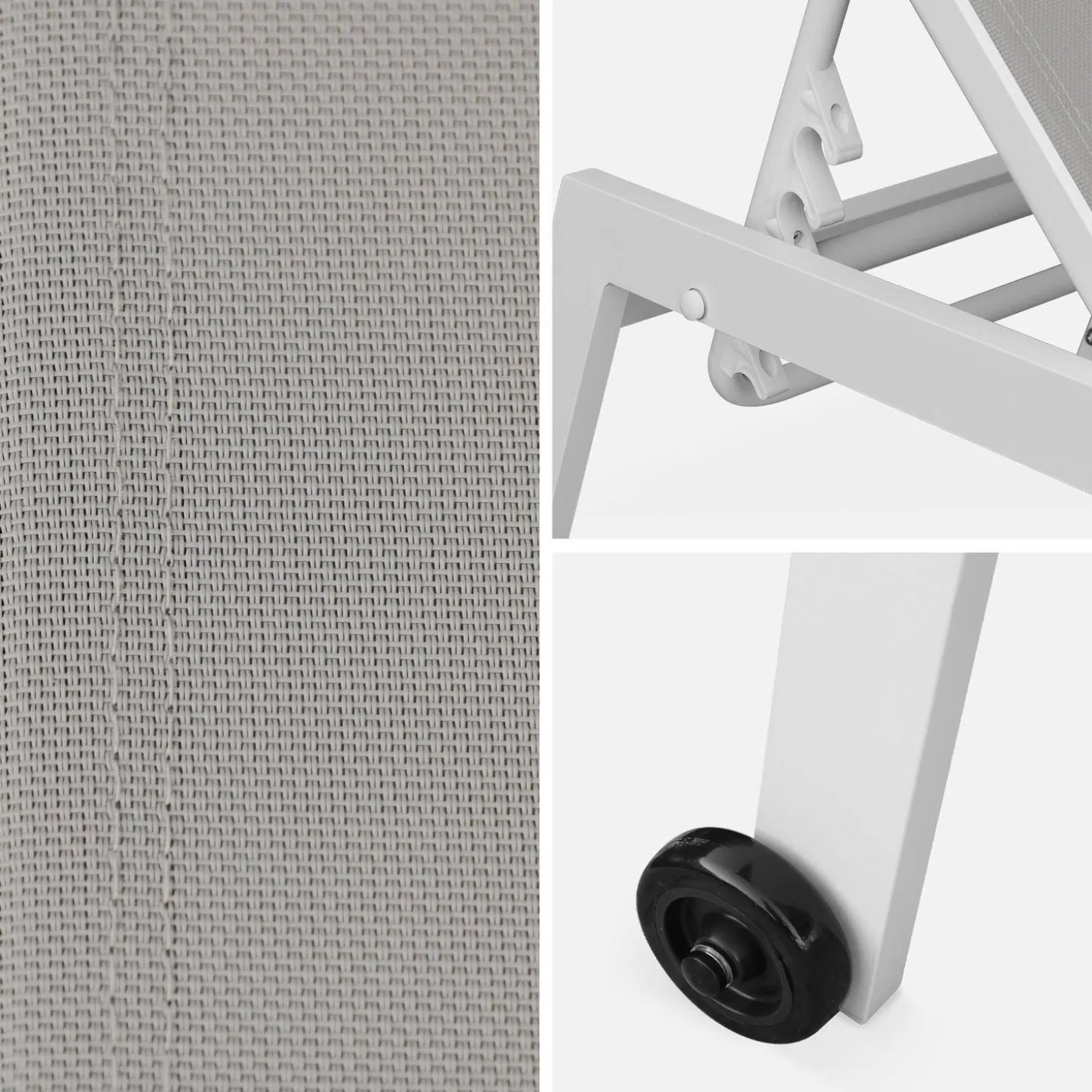 Aluminium ligstoelen, meerdere standen, met wieltjes (set van 2)