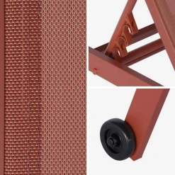 Aluminium ligstoelen, meerdere standen, met wieltjes (set van 2)