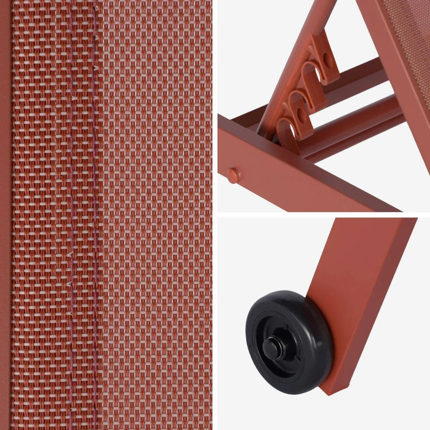 Aluminium ligstoelen, meerdere standen, met wieltjes (set van 2)