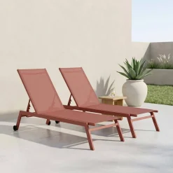 Aluminium ligstoelen, meerdere standen, met wieltjes (set van 2)