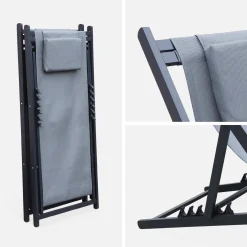 Aluminium ligstoel met meerdere posities (set van 2)