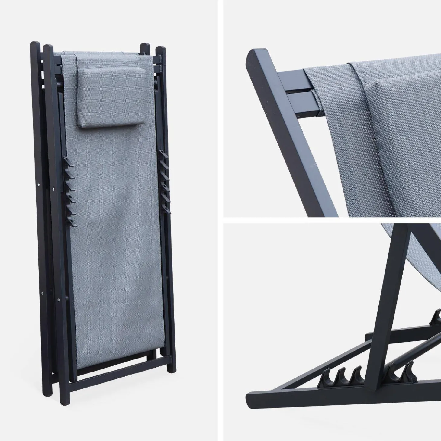 Aluminium ligstoel met meerdere posities (set van 2)