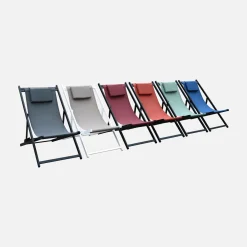 Aluminium ligstoel met meerdere posities (set van 2)