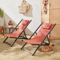 Aluminium ligstoel met meerdere posities (set van 2)