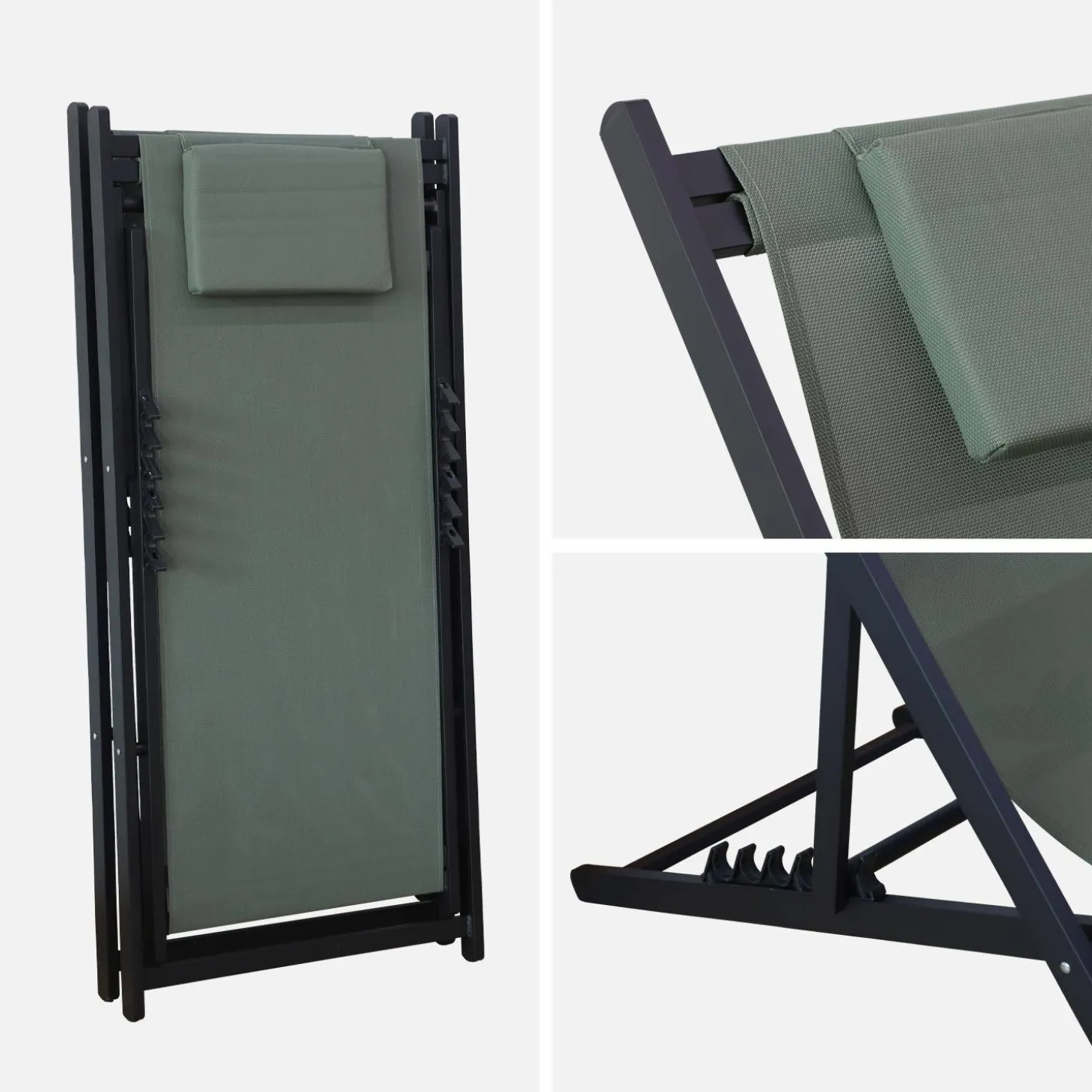 Aluminium ligstoel met meerdere posities (set van 2)