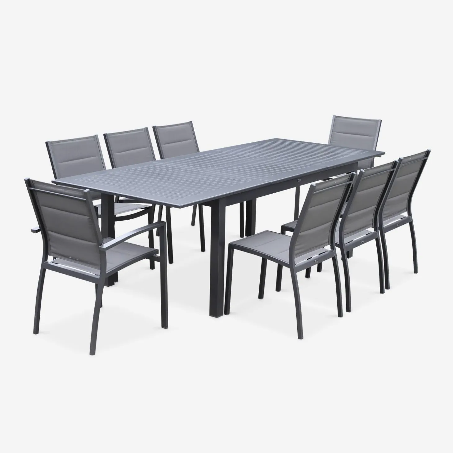 Aluminium tuinset 8 plaatsen, uitschuifbaar
