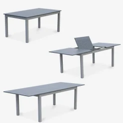 Aluminium tuinset 8 plaatsen, uitschuifbaar