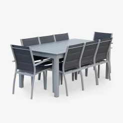 Aluminium tuinset 8 plaatsen, uitschuifbaar