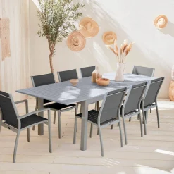 Aluminium tuinset 8 plaatsen, uitschuifbaar