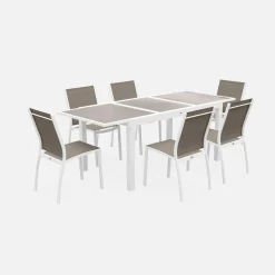 Aluminium tuinset 6 plaatsen uitschuifbaar