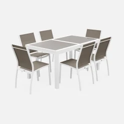 Aluminium tuinset 6 plaatsen uitschuifbaar