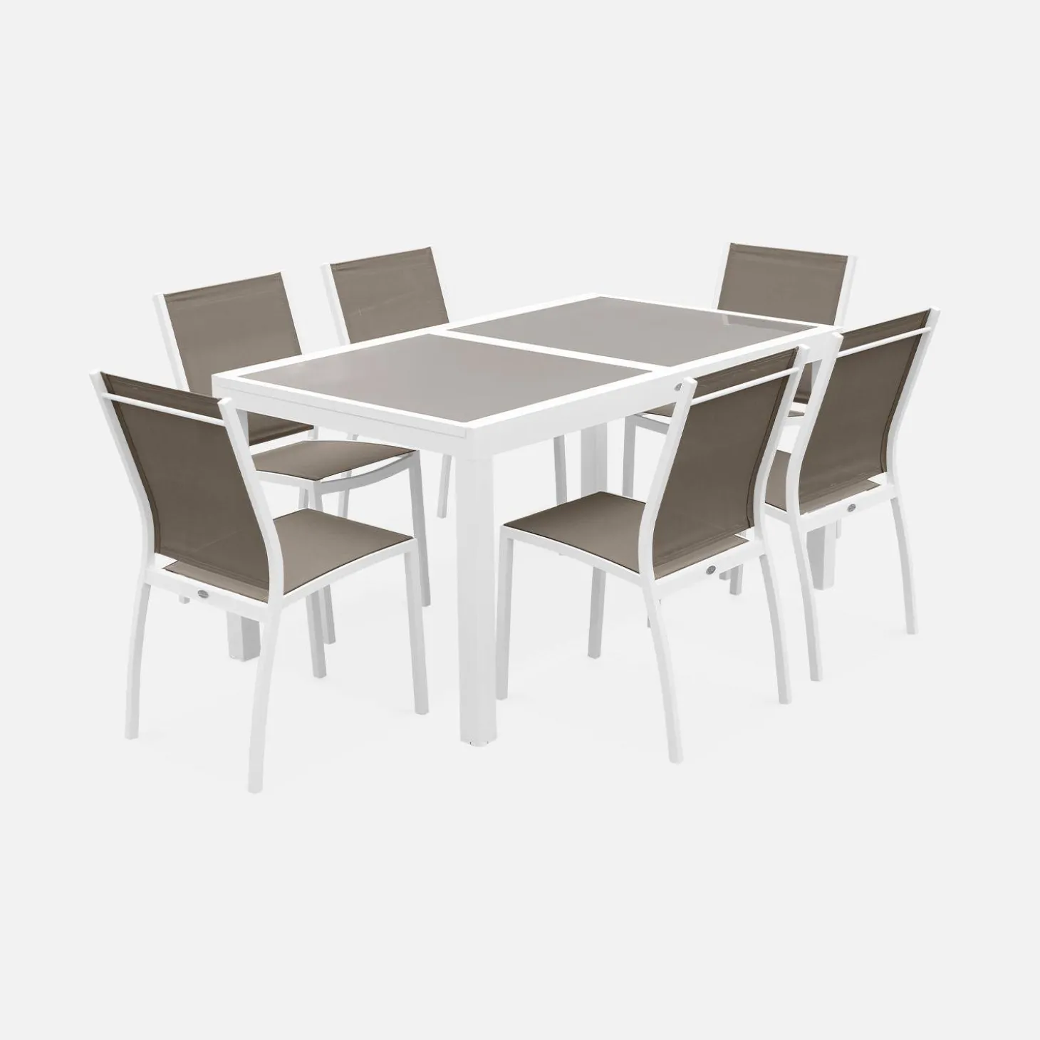 Aluminium tuinset 6 plaatsen uitschuifbaar