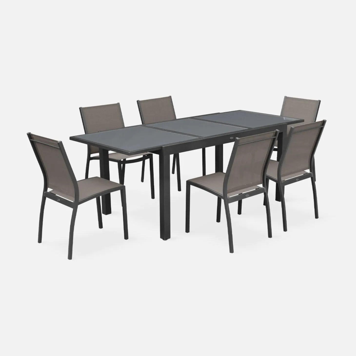 Aluminium tuinset 6 plaatsen uitschuifbaar