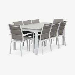 Aluminium tuinset 8 plaatsen, uitschuifbaar