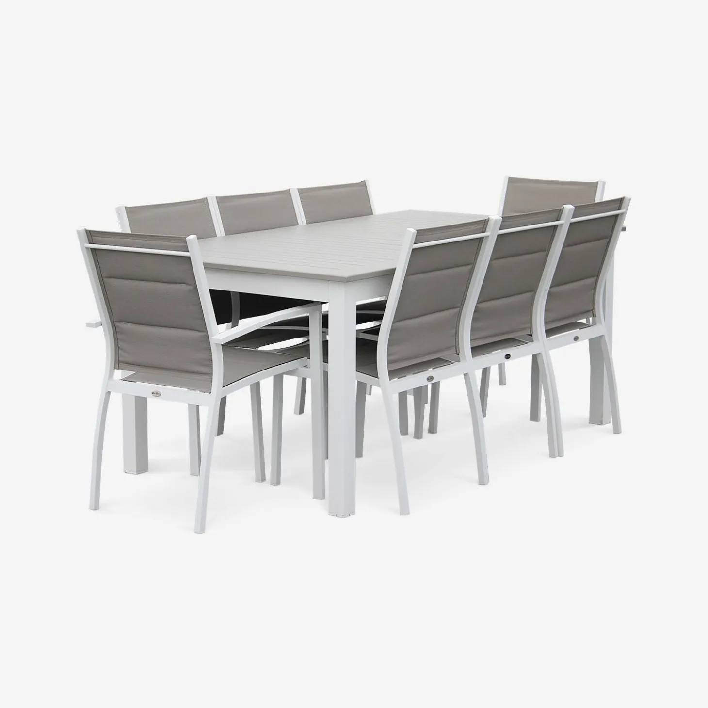 Aluminium tuinset 8 plaatsen, uitschuifbaar