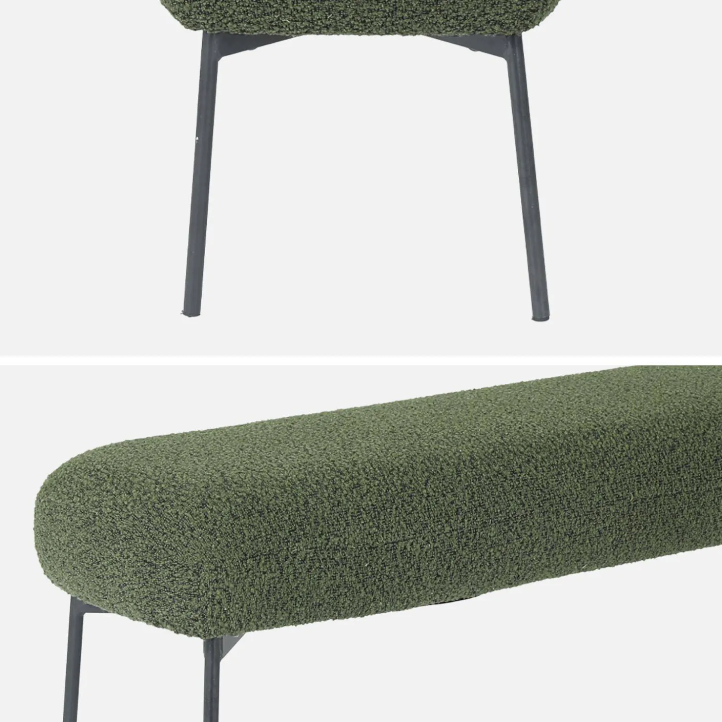 Bank, bed einde met bouclébekleding, B120 x D42,5 x H43,5cm