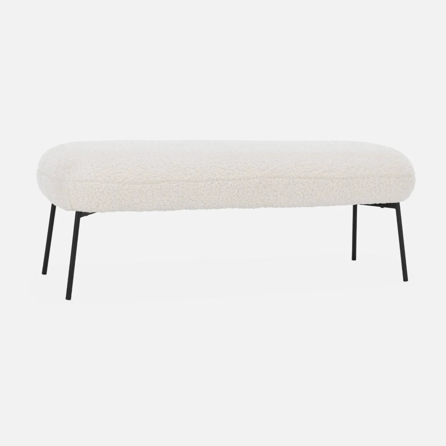 Bank, bed einde met bouclébekleding, B120 x D42,5 x H43,5cm