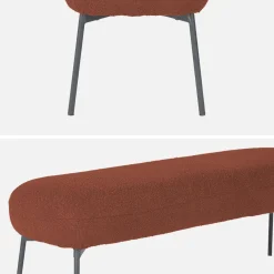 Bank, bed einde met bouclébekleding, B120 x D42,5 x H43,5cm