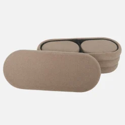 Bankkist met 2 opbergpoefjes in boucléstof