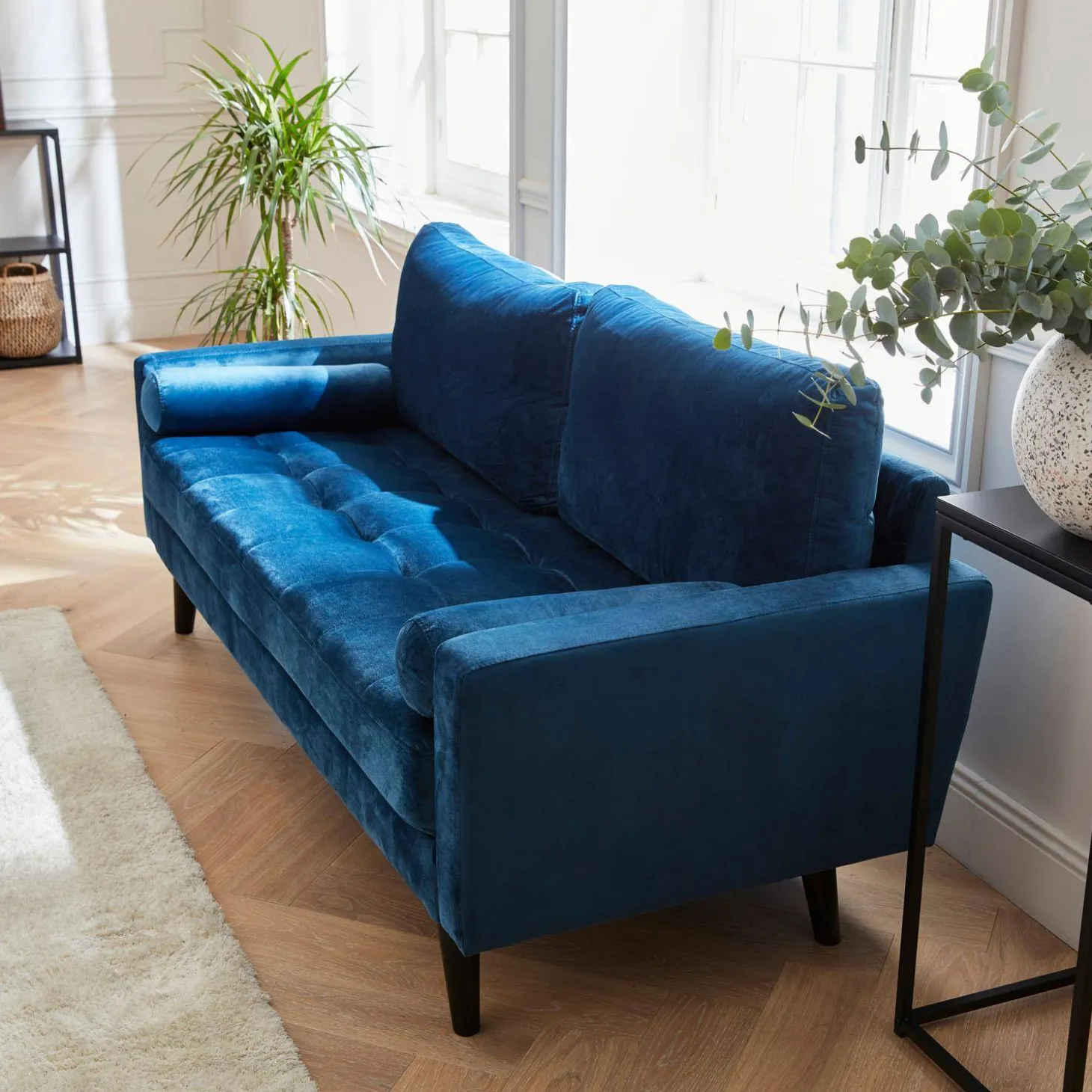 Bank 3 zitplaatsen velours bekleding