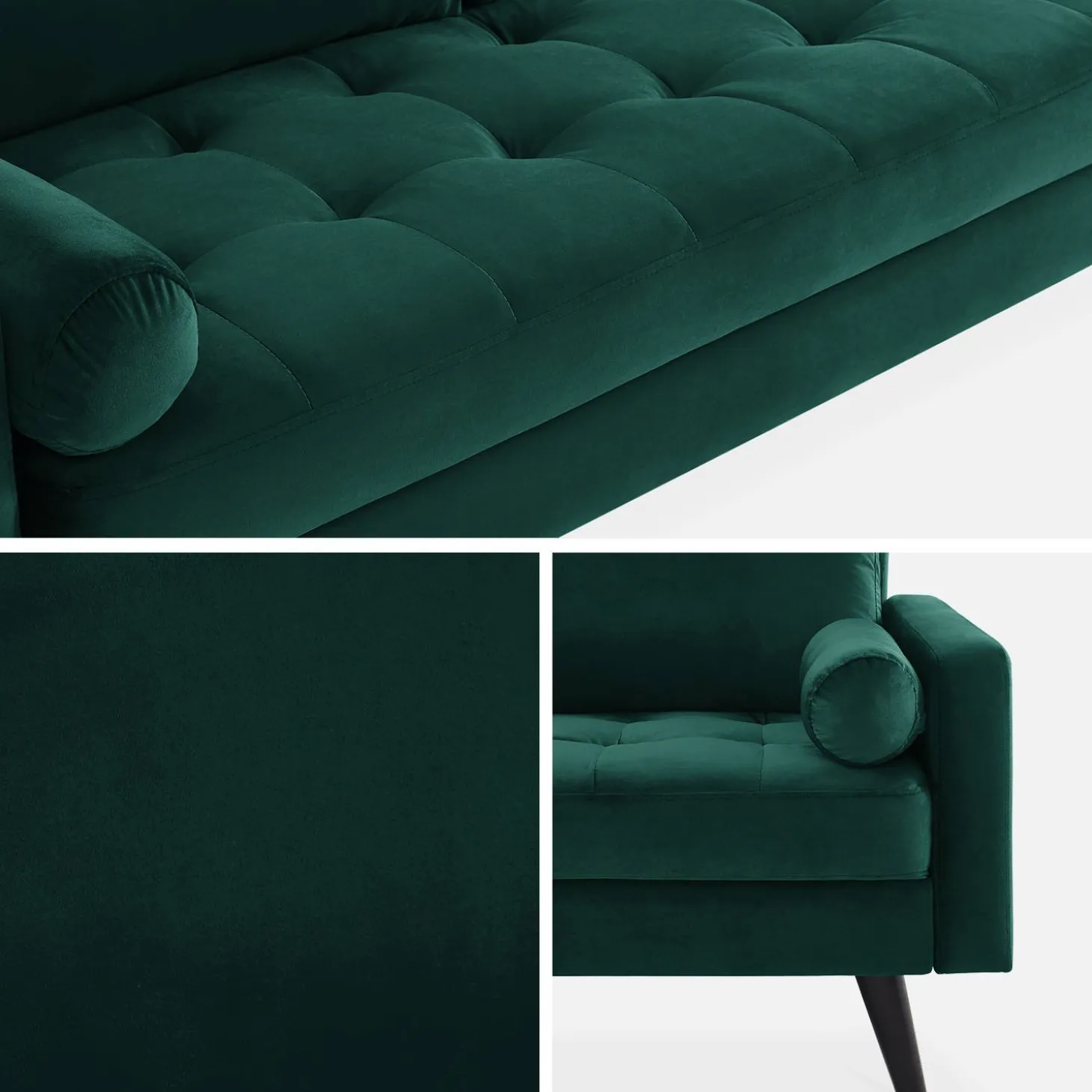 Bank 3 zitplaatsen velours bekleding