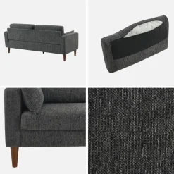 Bank 3-zits rubberhout en chenille stof