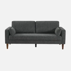 Bank 3-zits rubberhout en chenille stof