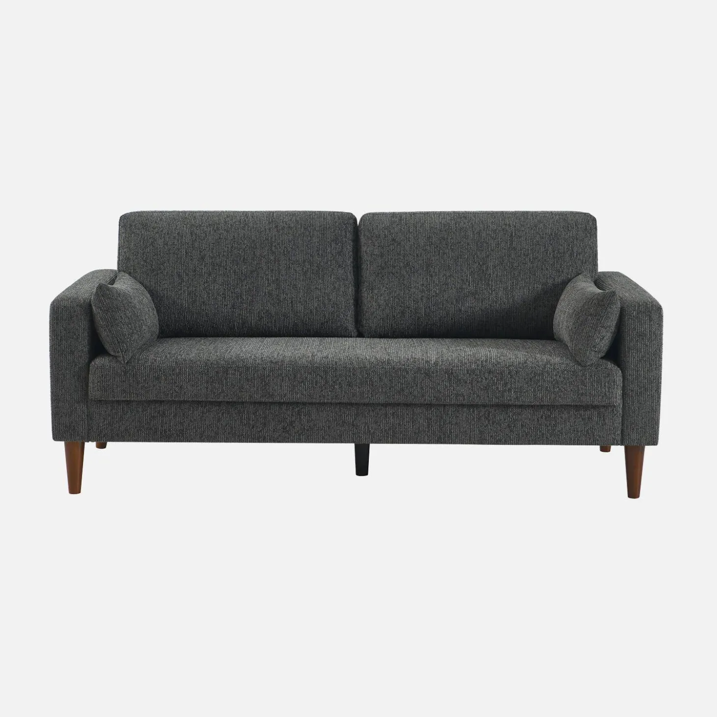 Bank 3-zits rubberhout en chenille stof