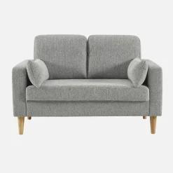 Bank 2-zits rubberhout en chenille stof