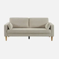 Bank 3-zits rubberhout en chenille stof
