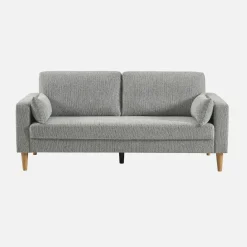 Bank 3-zits rubberhout en chenille stof