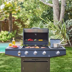 Barbecue op gas, 3 branders + 1 zijbrander