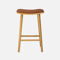 Barkrukken vintage met rubberhout en corduroy (set van 2)