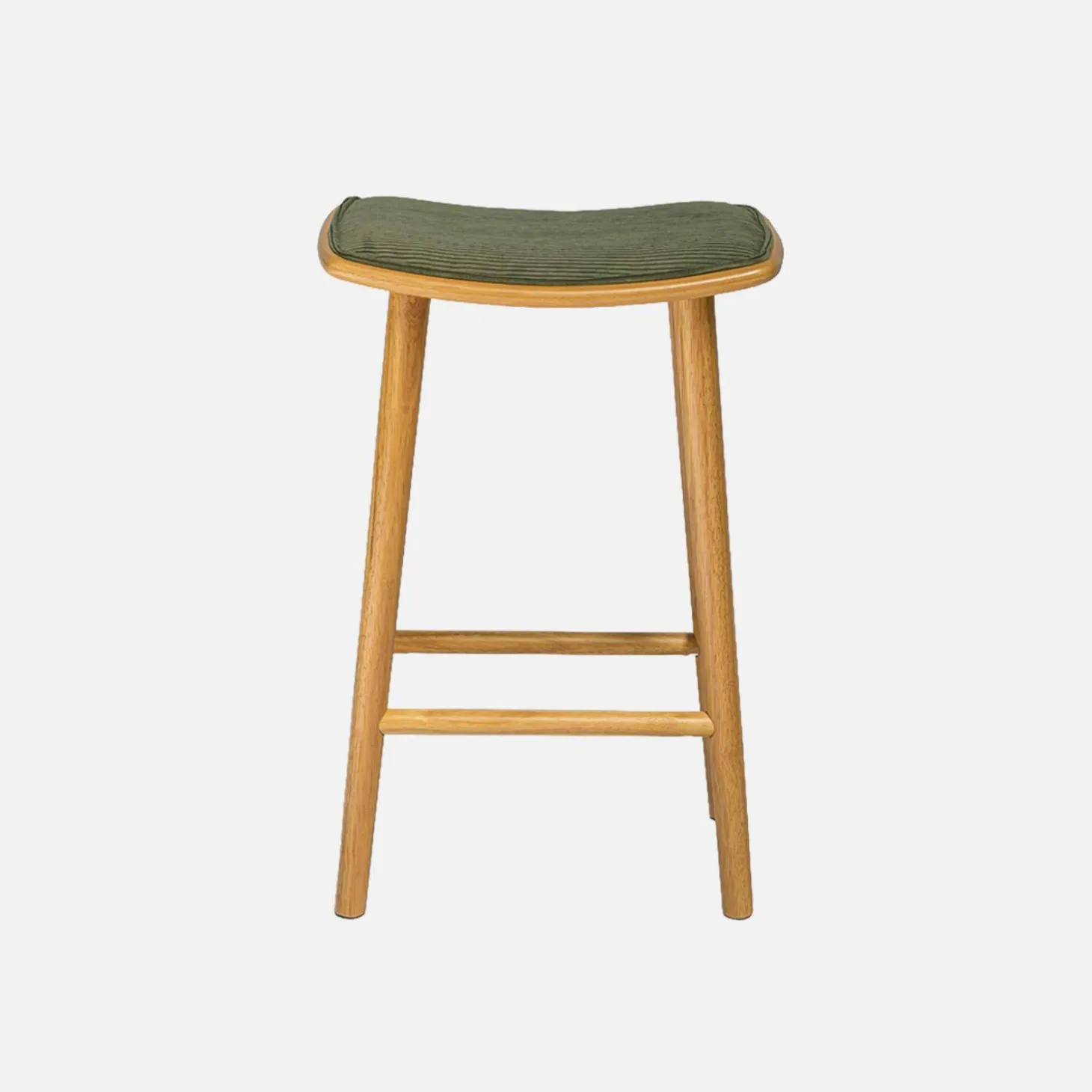 Barkrukken vintage met rubberhout en corduroy (set van 2)