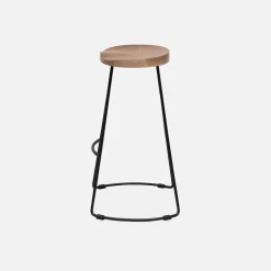 Barkruk, mangohout en staal, voetsteun, 65cm (set van 4)