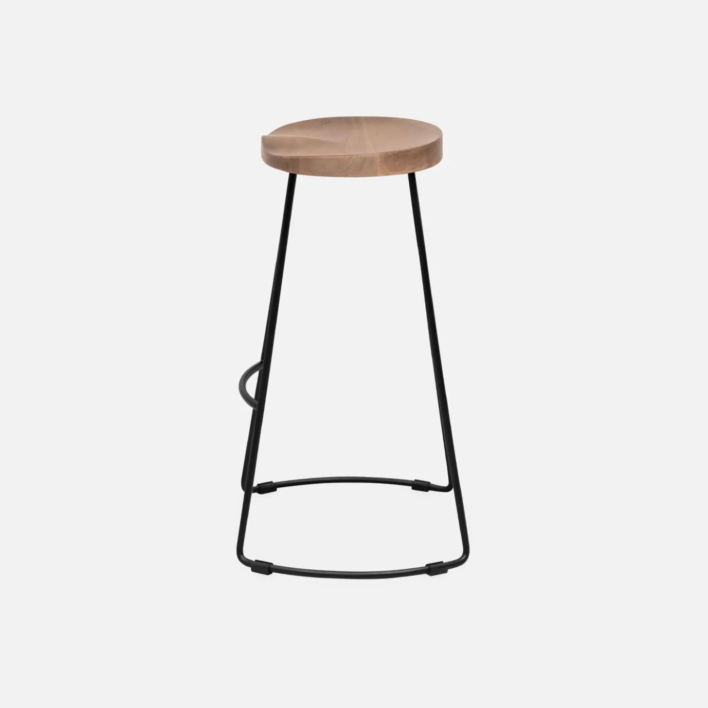 Barkruk, mangohout en staal, voetsteun, 65cm (set van 4)