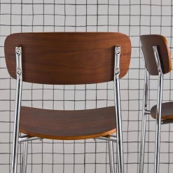 Barkruk metaal en multiplex vintage (set van 2)